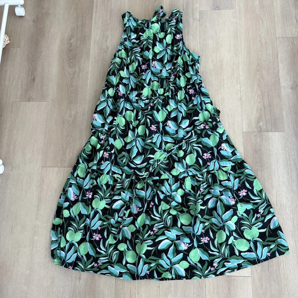 Ava & Viv Womens Dress 1X Black Floral Sleeveless Tiered Maxi Cotton Blend Boho - Picture 7 of 16